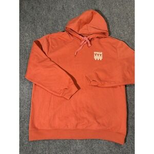 RVCA Hoodie Mens Large Orange Pullover Fleece Balance Of Opposites Back Graphic